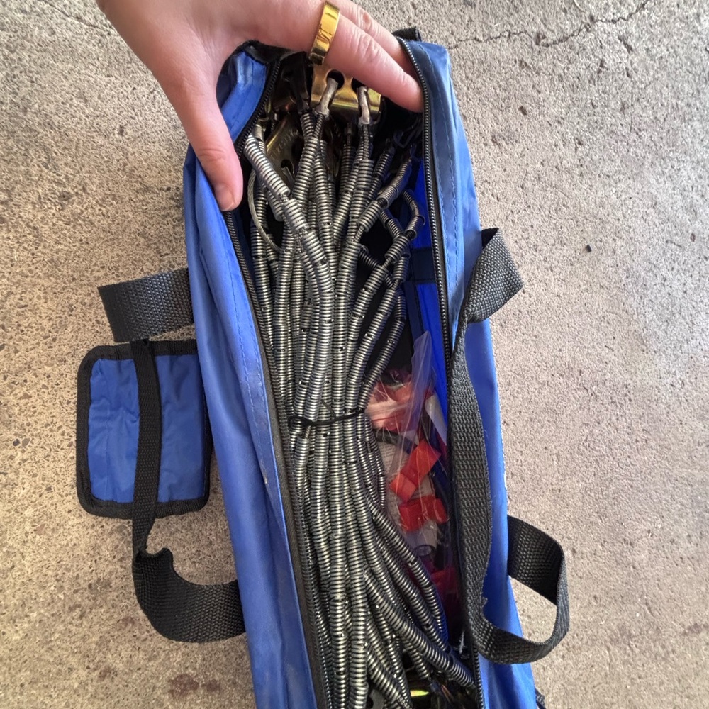 Blue Tool Bag with Metal Cables